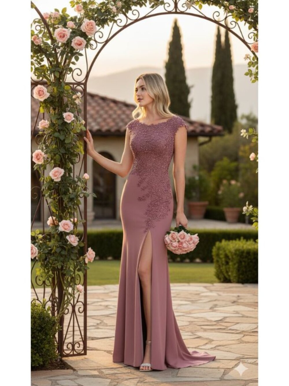 Clearance Dark Mauve Size 3XL Pageant Boat Neck Cap Sleeve Sheath Gown 8343